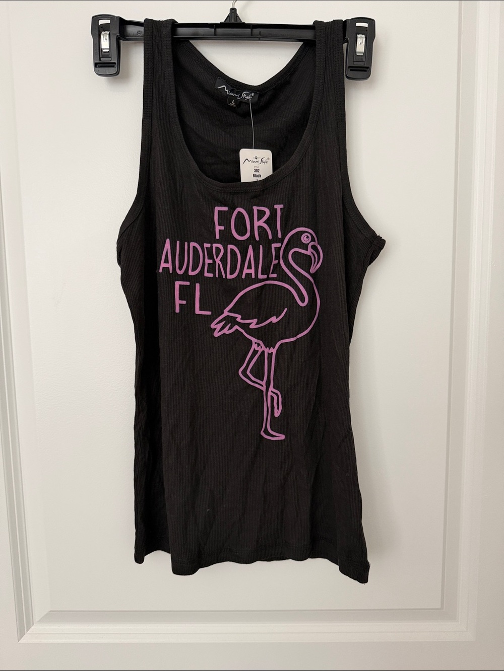 Black 'Fort Lauderdale FL' Flamingo Graphic Tank Top